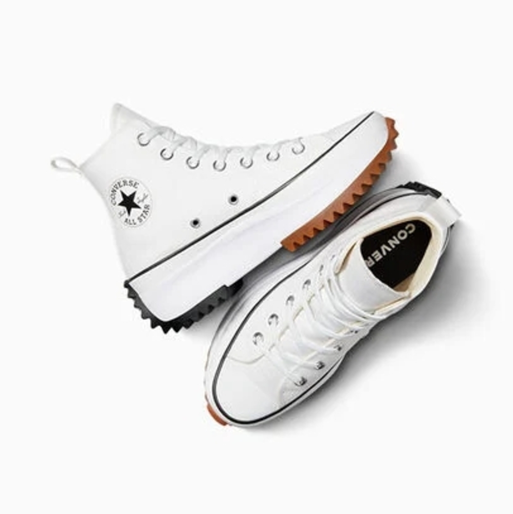 Converse White and Black High-Top Run Star Hike Canvas Platform Sneakers